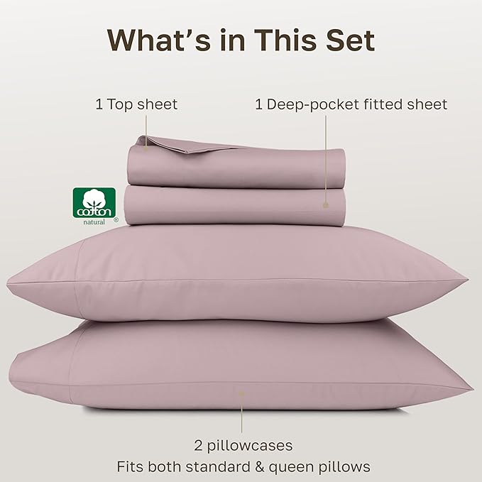 California Design Den Thick and Natural 100% Cotton Sheets Queen Size Set - Image 4