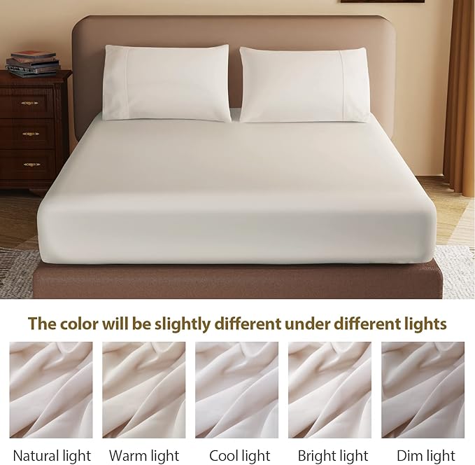 100% Egyptian Cotton Fitted Sheet Full Size, 600 Thread Count, 8-16" Deep - Image 8
