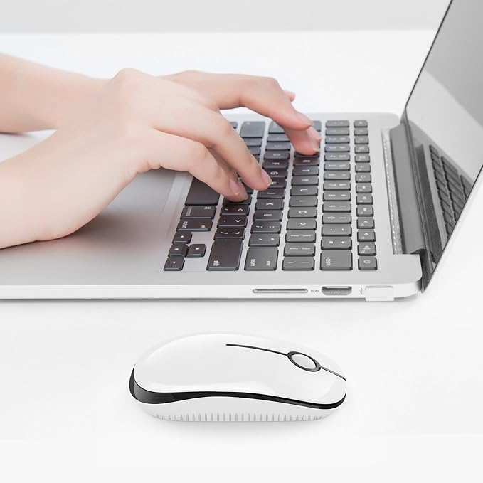 VssoPlor Wireless Mouse, 2.4G Slim Portable Computer Mice with Nano Receiver for Notebook, PC, Laptop, Computer-Black and White