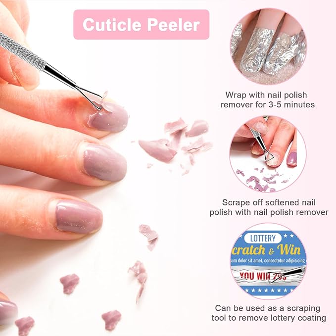 HOFASON 2PCS Cuticle Pushers and Nail Polish Remover, Stainless Triangle Nail - Image 5