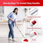 Spin Mop Head, Base, Handle Replacement for O-Ceda EasyWring 1 Tank System,4 Microfiber Mop Refills, 1 Base and 30-58in Handl Set Combo (White 1 Tank System)