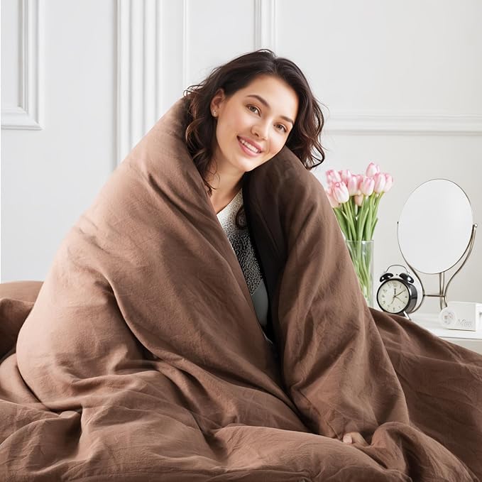 NEXHOME PRO Duvet Cover Set 100% Washed Cotton Super King 108"x98", Organic - Image 7