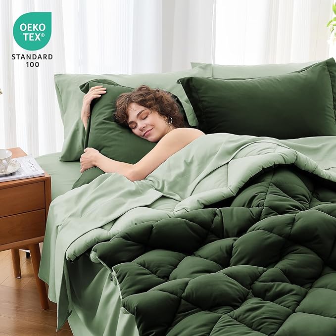 MUXHOMO 5 Pieces Twin Comforter Set, Reversible Bed in a Bag Twin Size - Image 4