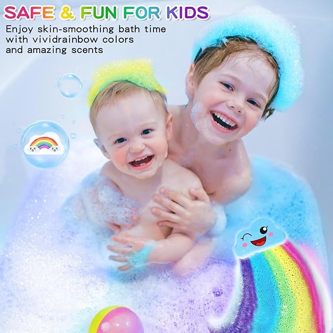 Rainbow Bath Bombs for Kids, Handmade 8 Pcs Kid Bath Bombs Gift Set, Easter - Image 2