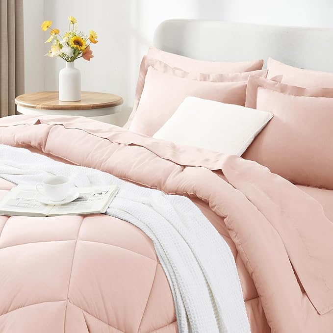 CozyLux King Size Comforter Set Blush Pink - Image 3