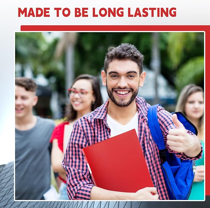 Henoyso 16 Pcs 3 Ring Binder 0.5 Inch Round Fits Letter Size 8.5'' x 11'' Paper Plastic Flexible Binder Bulk Holds 140 Sheets with 1 Pockets Versatile Organizer for Home Office School (Red)