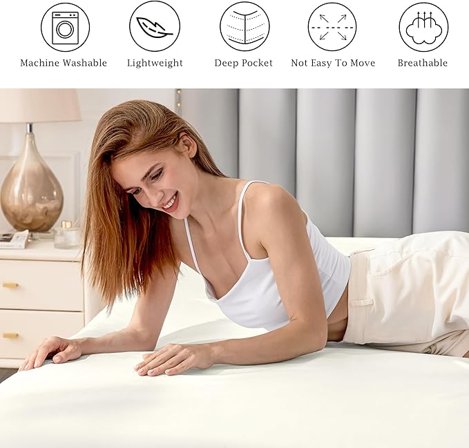 FreshCulture Pure Cotton Fitted Sheets California King Size, 300 Thread Count - Image 4
