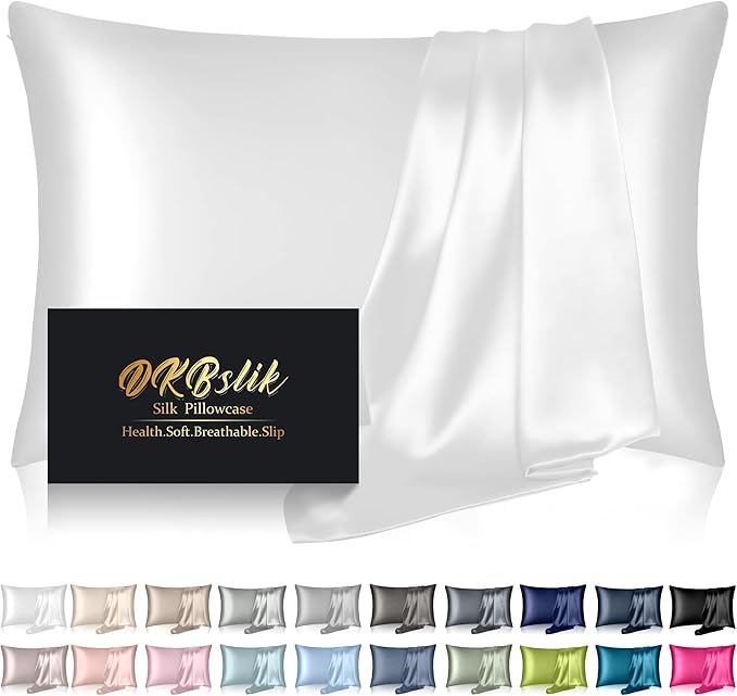Silk Pillowcase for Hair and Skin, Mulberry Silk Pillow Cases Queen Size by HOME