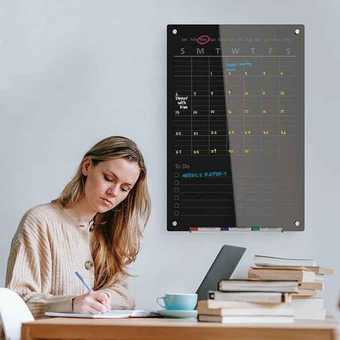 Audio-Visual Direct Magnetic Weekly Planner Dry-Erase Board for Wall - 24" x 36" - (to Do List, Black)