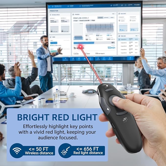 [2 in 1 USB C + Rechargeable] Presentation Clickers, Powerpoint Clicker Wireless Presenter Remote, Presentation Pointer PPT Slideshow Advancer Remote Control Slide USB Clicker for Computer, Mac