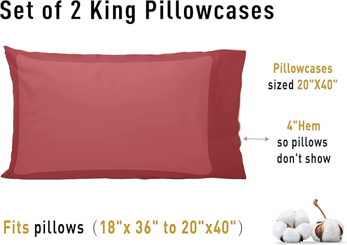 Sunflower King Pillowcases Set of 2, 100% Cotton King Size Pillow Cases 2 - Image 8