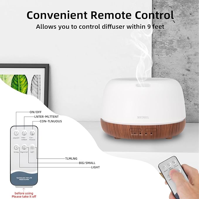 SEEDSEEL 300ML Essential Oil Diffuser, Mini Aromatherapy Diffuser - Image 3