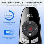 Rechargeable Wireless Presentation Clicker with Red Laser Pointer and Battery & Timer Display, Powerpoint Clicker for PC Mac Keynote Google, Presenter Remote PPT Remote for Powerpoint Presentations