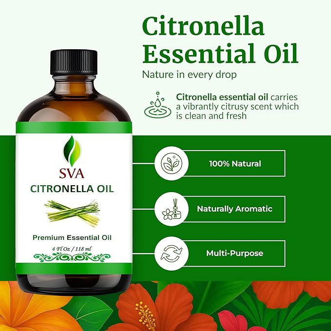 SVA Citronella Essential Oil – 4 Fl Oz – 100% Natural Citronella Oil - Image 2