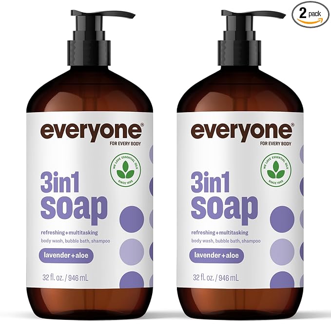 Everyone 3-in-1 Soap, Body Wash, Bubble Bath, 32 Ounce, Lavender and Aloe by Everyone