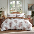 OAITE Duvet Cover Twin Size, Reversible Leaf Brown Duvet Cover Set by OAITE