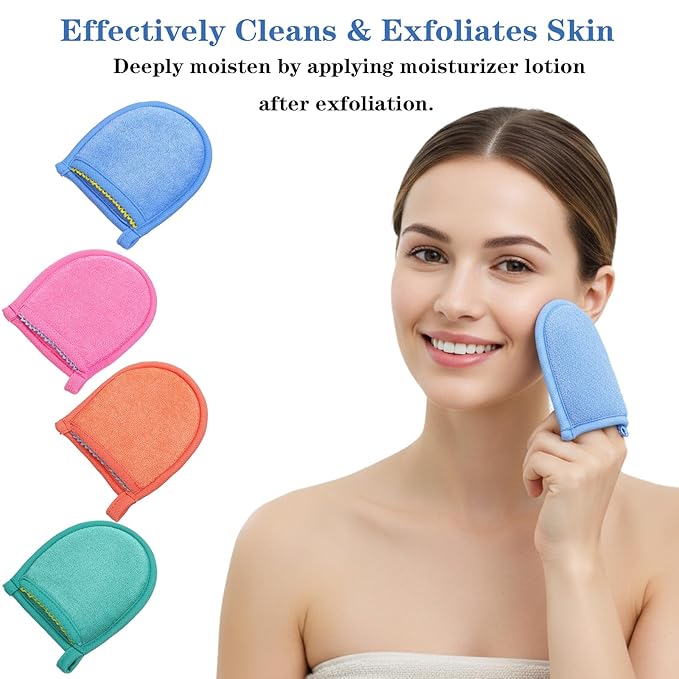 4 PCS Exfoliating Gloves, Exfoliating Facial Scrubber Mitt Facial Scrub Mitts - Image 6