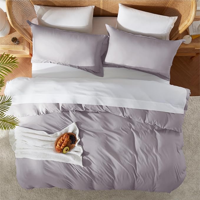 Nestl Grey Lavender Duvet Cover King Size - Image 5