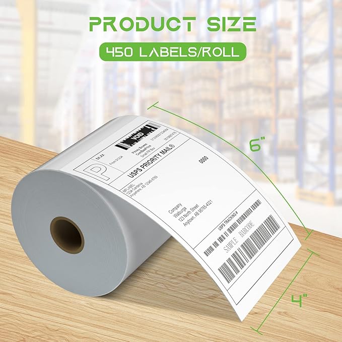 MFLABEL 4x6 Direct Thermal Shipping Labels - 32 Rolls of 450 Labels/Roll, Compatible with Zebra 2844/ZP450/ZP500/ZP505, USPS/FedEx/UPS/Amazon Shipping, Smudge-Resistant & Permanent Adhesive