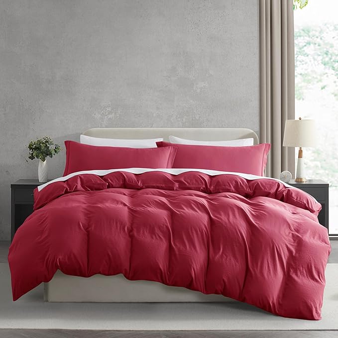 Nestl Burgundy Red Duvet Cover Queen Size by Nestl