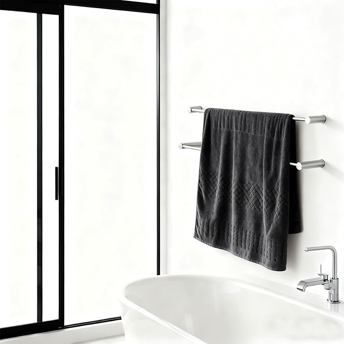 Towel Racks for Bathroom, NEWRAIN 30 inch Double Bath Towel Bar Wall Mounted - Image 2