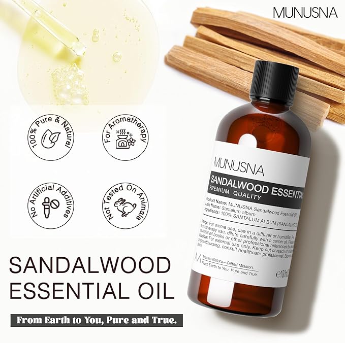Sandalwood Essential Oil 100ML, 100% Pure Natural Sandalwood Oil Premium Grade - Image 2