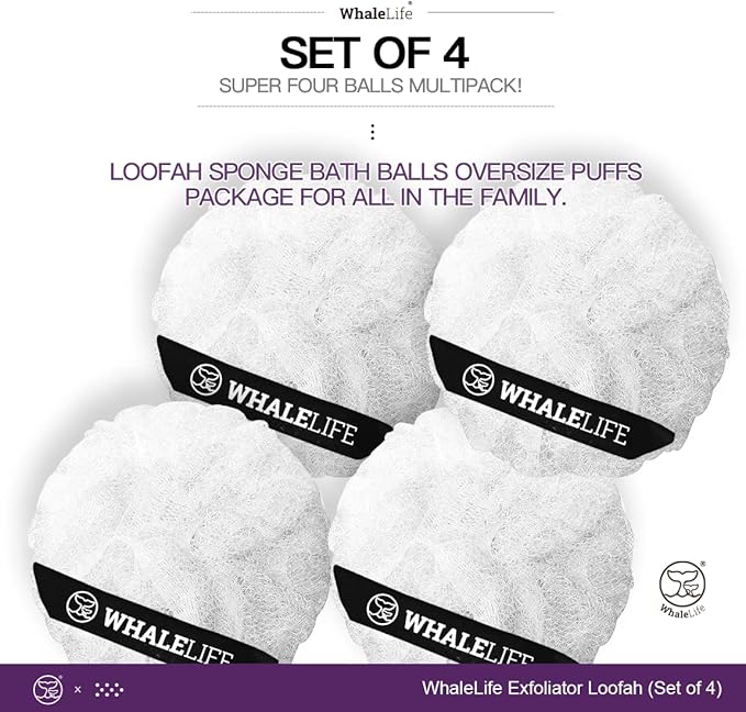 Loofah Sponge Bath Sponge for Women Men 4 Pack - Image 5