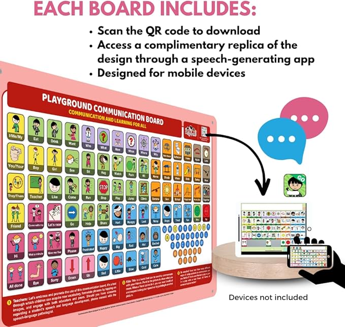 Outdoor Rated Plastic School Playground Communication Board - Weather-Proof Inclusive Communication Aid for Autism & Inclusive Play