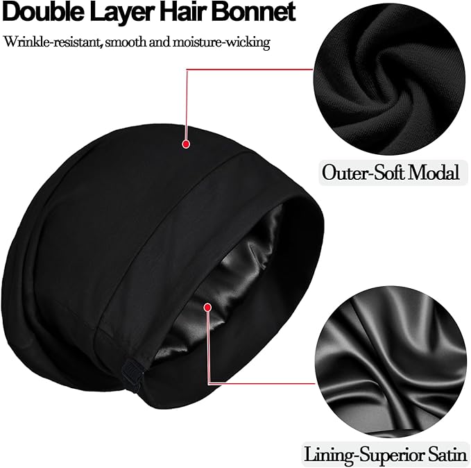 Satin Bonnet for Sleeping Night Cap, Adjustable Satin Lined Silk Bonnets Sleep - Image 6