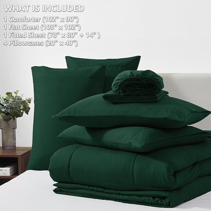 CozyLux King Size Comforter Set Emerald Green, 7 Pieces Bed in a Bag, All - Image 6