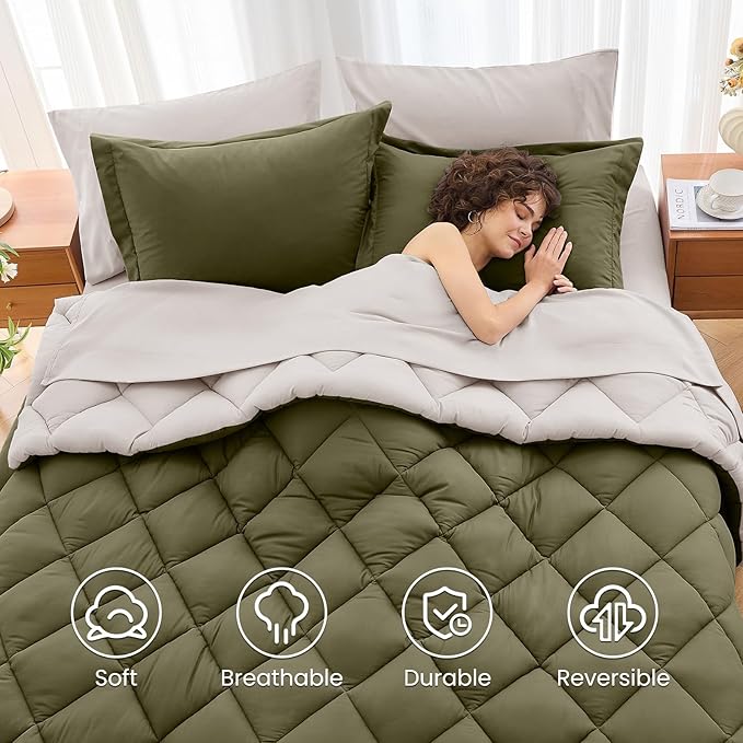 MUXHOMO 7 Pieces California King Comforter Set, Reversible Bed in a Bag Cal - Image 6