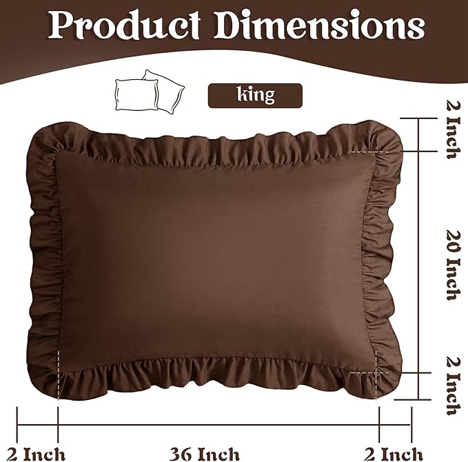 KKJIAF Ruffle Pillow Cases King Size Set of 2, Ruffled Pillow Covers - Image 3