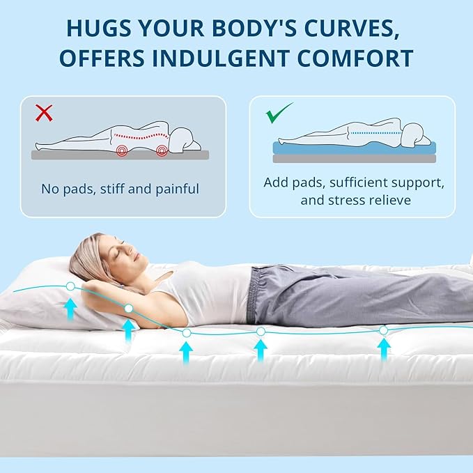 YUGYVOB Mattress Pad Extra Thick, and Breathable Full Size Mattress Topper - Image 6