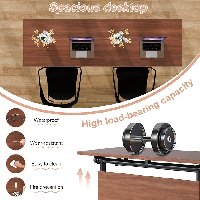 Conference Table Flip Top Mobile Conference Room Tables,Folding Conference Table with Wheels,Large Meeting Training Seminar Table Saving Space for Office Classroom(8D,55.1'')
