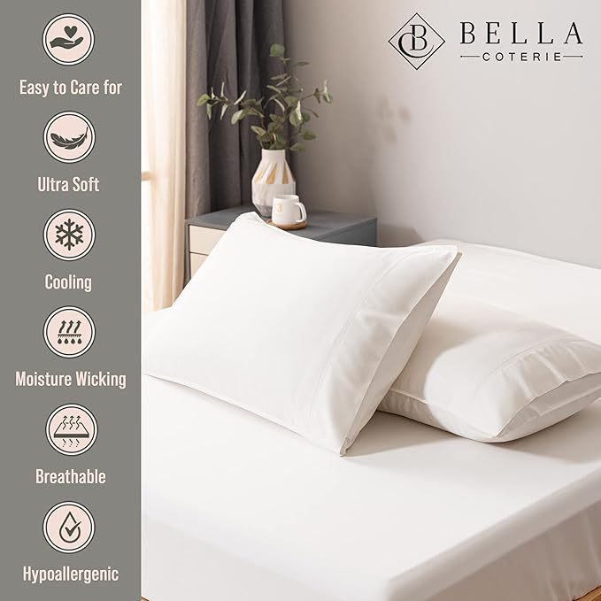 Bella Coterie | Luxury Bamboo Viscose Queen Size Pillowcase Set | 100% - Image 2