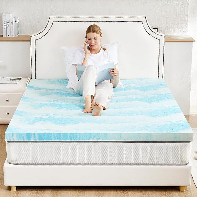 Sweetcrispy Memory Foam Mattress Topper Twin, 2 Inch Thick Gel Infused Cooling - Image 7