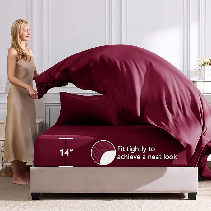 CozyLux King Size Comforter Set Burgundy - Image 5