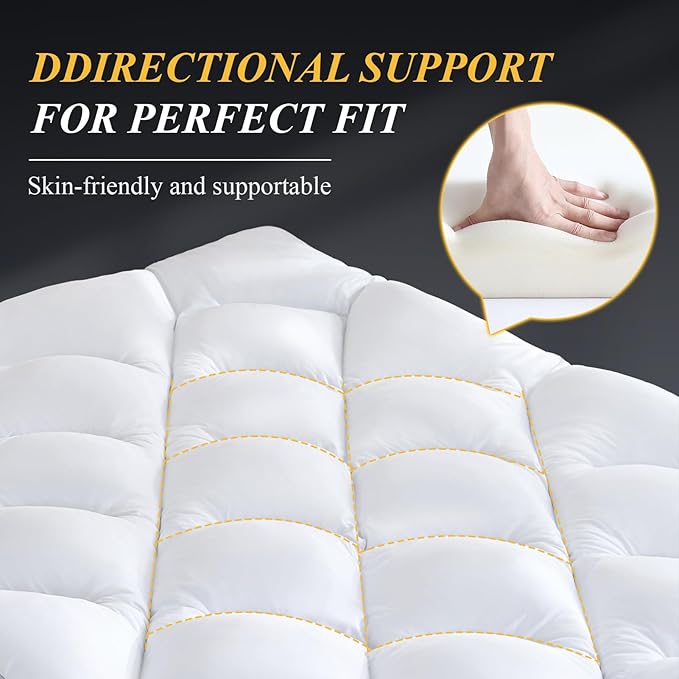 DOWNCOOL 3 Inch Full Mattress Topper, Ultra Thick and Fluffy Supportive Memory - Image 6