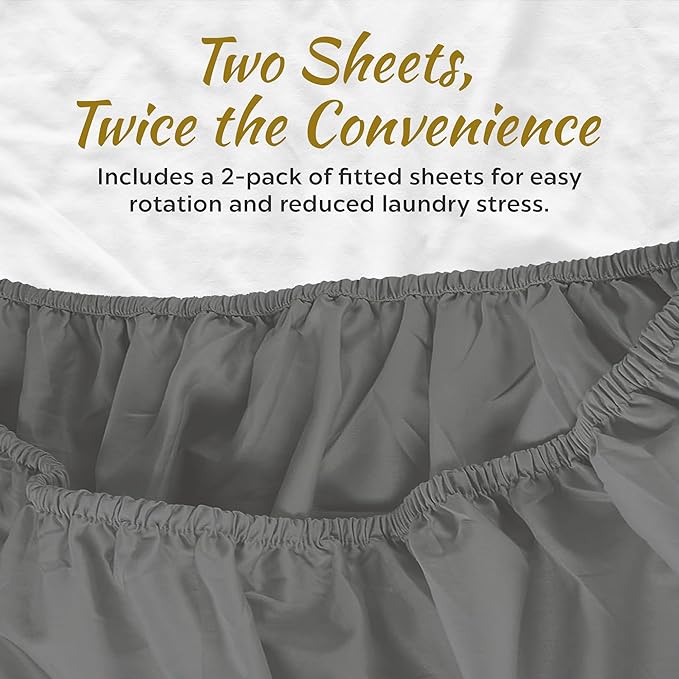 Jersey Knit Microfiber 2 Twin XL Fitted Bottom Bed Sheets 1800 Ultra Soft - Image 3