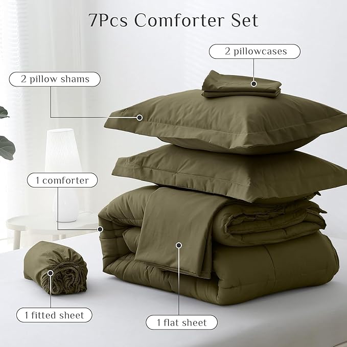 JOLLYVOGUE Queen Comforter Set, Ultra-Soft Bed in a Bag Queen Size 7 Pieces - Image 5