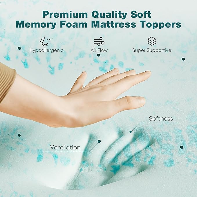 Sweetcrispy Mattress Topper King, 4 Inch Thick Memory Foam Gel Infused Cooling - Image 3