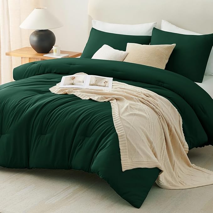CozyLux Oversized King Comforter Set Emerald Green, 3 Pieces 120x98 Solid - Image 7