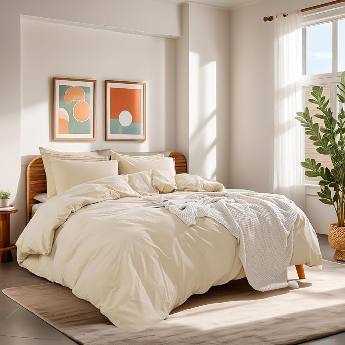NEXHOME PRO Duvet Cover Twin XL 100% Washed Cotton, Breathable, Linen Like - Image 3