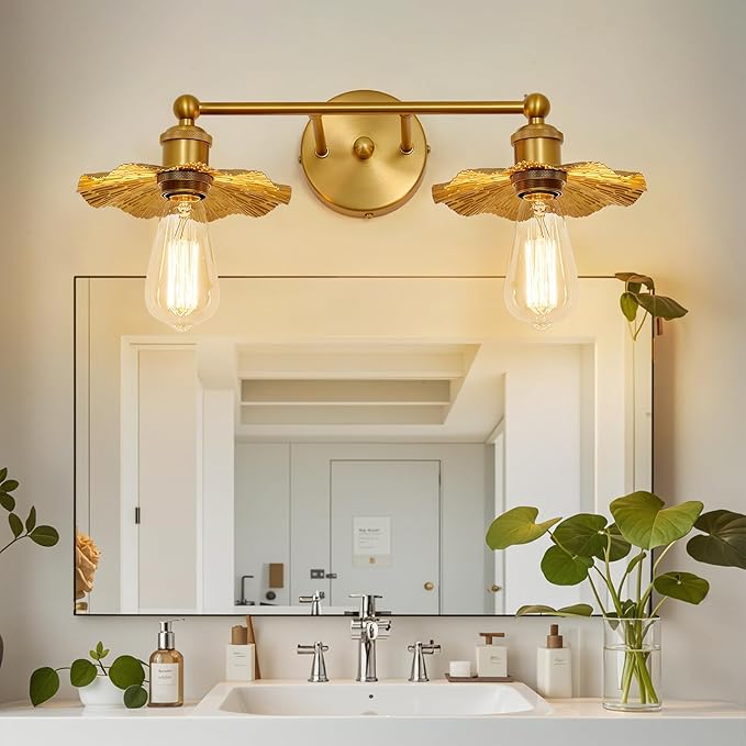 ZGLAOJT 2 Light Vintage Vanity Light Gold Bathroom Light Fixtures Over Mirror. - Image 8