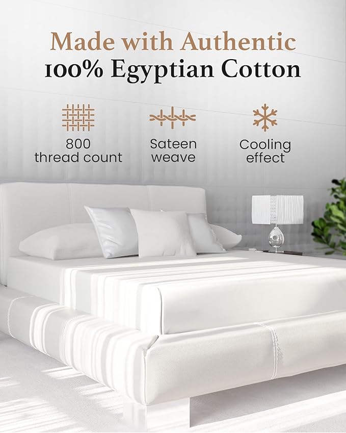Good Sleep Bedding King Size Soft 800 TC Egyptian Cotton Fitted Sheet - Image 2