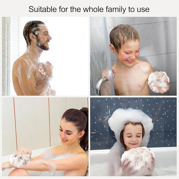 Fishent Loofahs Bath Sponge, 4 Pack 70g Soft Mesh Pouf Shower Puffs Loofa - Image 6