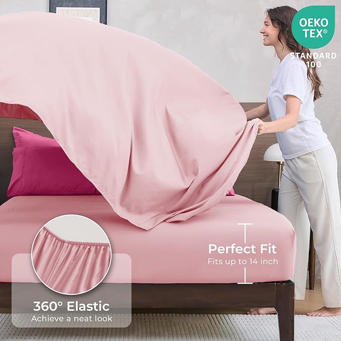 HEVUMYI Hot Pink & Baby Pink Cali-King Comforter Set - Image 5