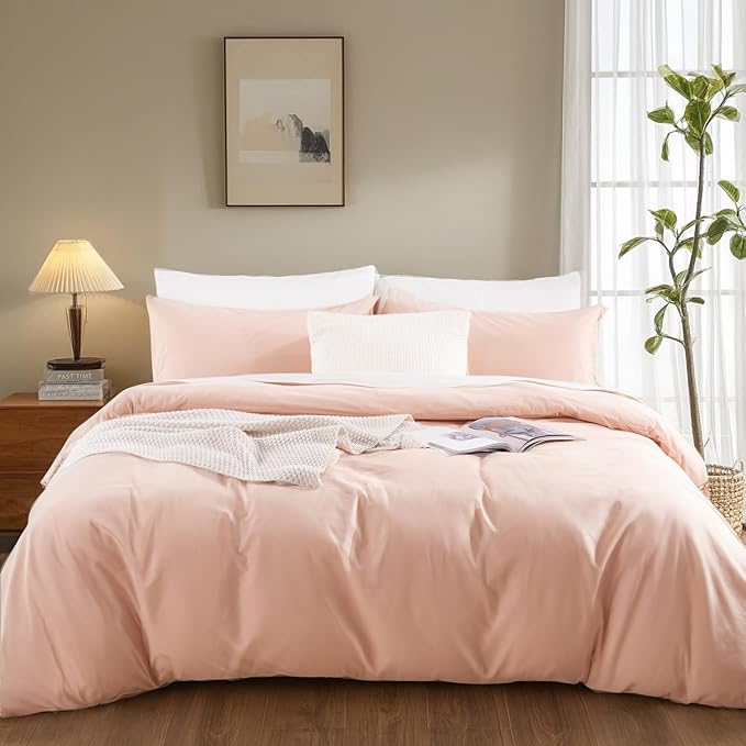 NEXHOME PRO 100% Washed Cotton Duvet Cover King Size, Linen Feel Textured - Image 2