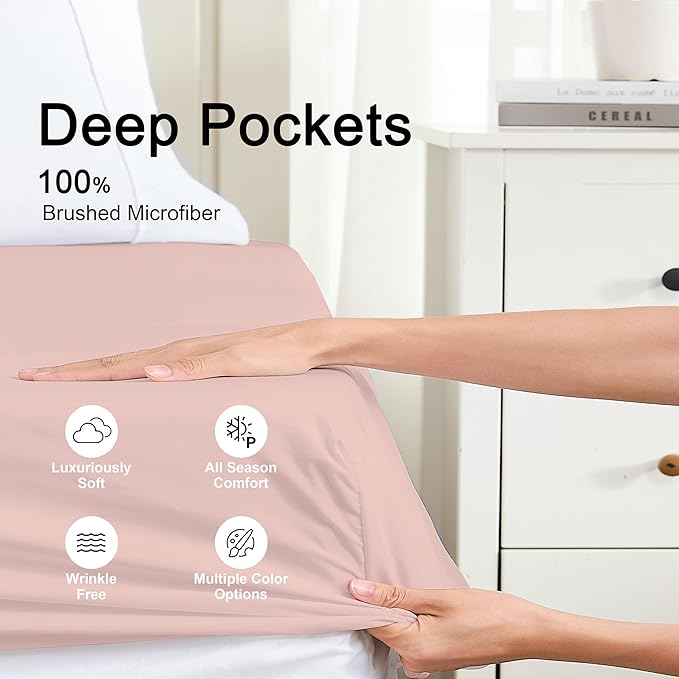 Hotella 100% Microfiber California King Size Fitted Sheet Only, Machine - Image 3