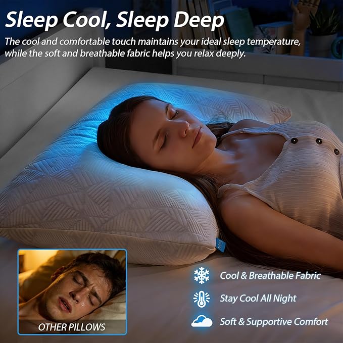 BETU Cooling Pillows Standard Size Set of 4, Shredded Memory Foam Bed Pillows - Image 4